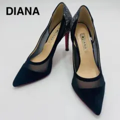 DIANA　ダイアナ　レッドソールパンプス　グリッターメッシュ　23.5cm　黒