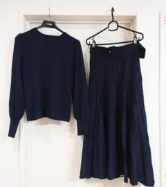 ミラオーウェン ニット セットアップ スカート ネイビー レディース