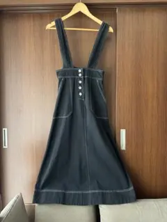 グレイル　ジャンバースカート　デニム　黒　ステッチのサムネイル