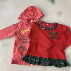 mialy M 赤 100cm フリル付きトップスとジャケットセット
