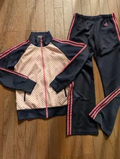 アディダスadidas 紺✕ピンクドット ジャージ上下セット S