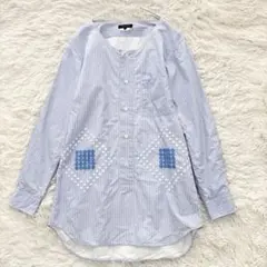 COMME des GARCONS HOMME PLUS ストライプ 刺繍シャツ