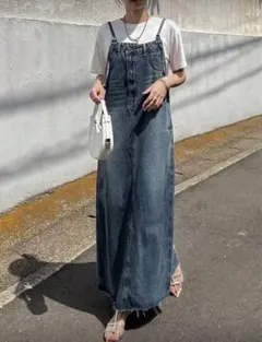 FRIFUL レディーストレートカットデニムジャンパースカート