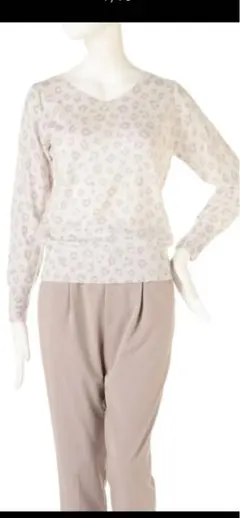 美品 プロポーションボディドレッシング　トップス ニット レオパード Ｖネック