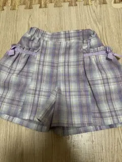 120サイズ パープル チェック柄 キュロットスカート
