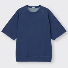 GU ジーユー　スウェT デニム　ウォッシュド　5分袖　Tシャツ　S 秋　メンズ
