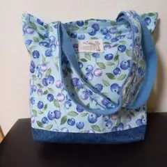 ハンドメイドバッグ、ブルーベリー柄