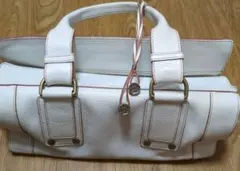 材料用などに　バッグとしては利用難しいです。 ホワイトレザー ハンドバッグ