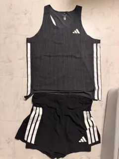 adidas adizero ランニング 上下セット ブラック