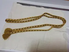 値下げ　黄色と黒の編み込み帯締め フリンジ付き