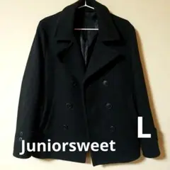 juniorsweet 黒 ウール ピーコート ダブルブレスト L メンズ