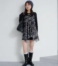 Kastane 【ボウタイ付き】チェックアシメチュニックのサムネイル