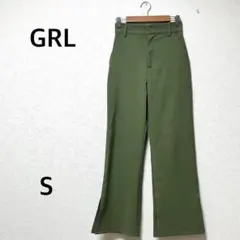 グレイル　ブーツカットパンツ　フレア　カーキ　カジュアル　ストレッチ　ロング　S