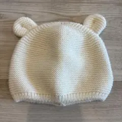 ベビー帽子 くま耳 ニット帽 アイボリー 44-46cm