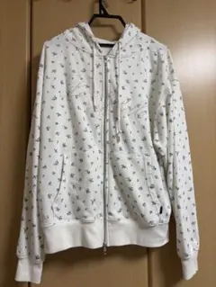 Chico 花柄 ジップアップパーカー ホワイト