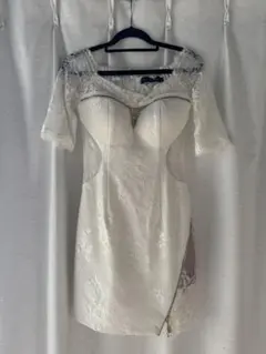 ROSE de FLEURS GLOSSY ミニ丈ドレス ホワイト