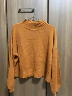 オレンジ ハイネック ニットセーター Mサイズ