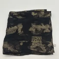 【90sヴィンテージ】ルチアーノソプラーニ シルクスカーフ 金糸 ジャガード 黒のサムネイル