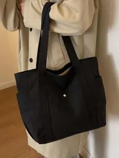 ブラックキャンバストートバッグ