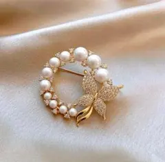 パール ブローチ ゴールド 蝶モチーフ 上品 フォーマル 結婚式 入学式 卒業式