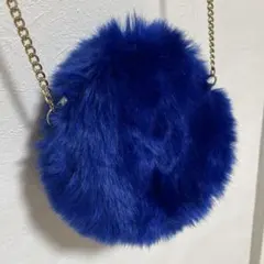 BROWNY 青 ファー サコッシュバッグ