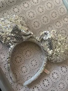 シルバー スパンコール ミッキー耳カチューシャ