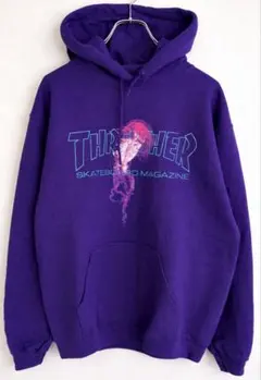 新品訳あり THRASHER ロゴ パーカー 紫 M 裏起毛