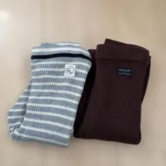 アプレレクール　ストライプとブラウンのリブレギンス2枚セット