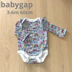 【babygap】3-6m 60cm 花柄長袖ロンパース 肩フリル