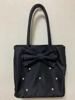 断捨離★【リボン付き】パール風トートバッグ