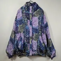 90s シルク100% ヴィンテージ 総柄ブルゾン ペイズリー柄 幾何学柄 L