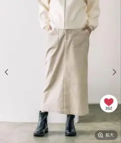 グローバルワーク　コーデュロイストレッチスカート　アイボリー　Mサイズ