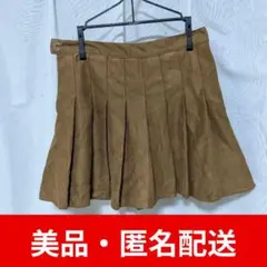 美品・匿名】プリーツ ミニスカート ブラウン 茶色 スエード　スカート　ミニスカ