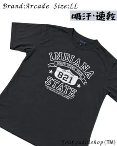 ARCADE 吸汗速乾 カレッジロゴ Tシャツ ブラック LL