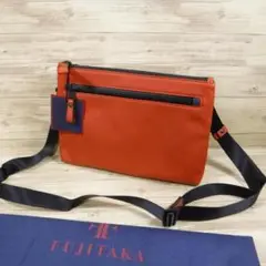 フジタカ 定価2.5万 2WAY ショルダーバッグ 伊製牛革 クラッチバッグ兼用