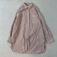UNIQLO ストライプ長袖シャツ ピンク系
