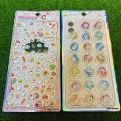 カミオジャパン　シマエナガ　ジュエルプチドロップ　キラコロ　おはじきシール　2点