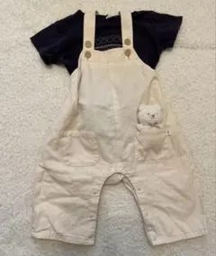 【早い者勝ち】ロンパース　クマ付きオーバーオール　セット　80