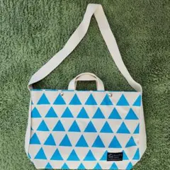 【新品】ハネルカhanelaショルダートートバッグ2way幾何学模様 ブルーのサムネイル