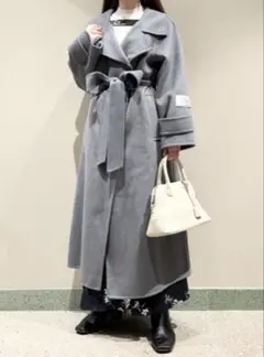 SNIDEL ウロコカシミアスタンドカラーコート ブルー