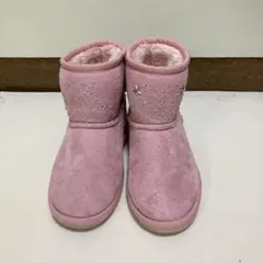 19cm ムートンブーツ ピンク 星型装飾 スエード
