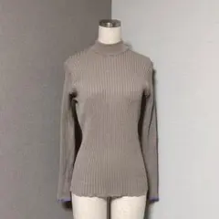 ディスコート 袖口 配色 リブ ニット ベージュ パープル