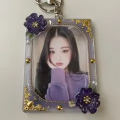 トレカキーホルダー　韓国　トレカ　レジン　デコ　硬質　ケース　トレカケース　紫