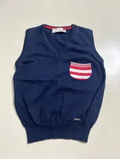 hitch-hiker ネイビー Vネックベスト コットン100% 116cm