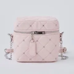 NICE CLAUP ベロアキルティングバニティーショルダー ピンク