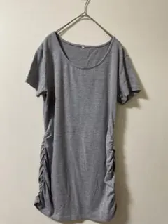 24時間以内発送　グレー 半袖　チュニック　ワンピース Lサイズ　2-28