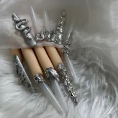 鬼ロングネイルチップ❤️スワロ埋め尽くし蛇パーツ