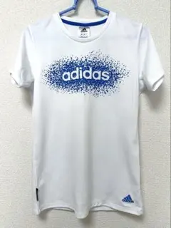 【adidas】 半袖tシャツ スポーツウェア 白×青