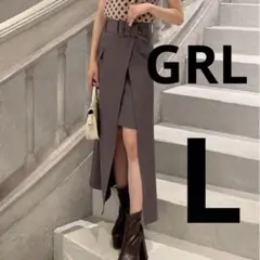 【新品タグ付き】GRLベルト付 アシンメトリー スリット ロングスカートL