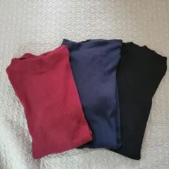 UNIQLO ユニクロ リブハイネックT 五分丈 3枚セット